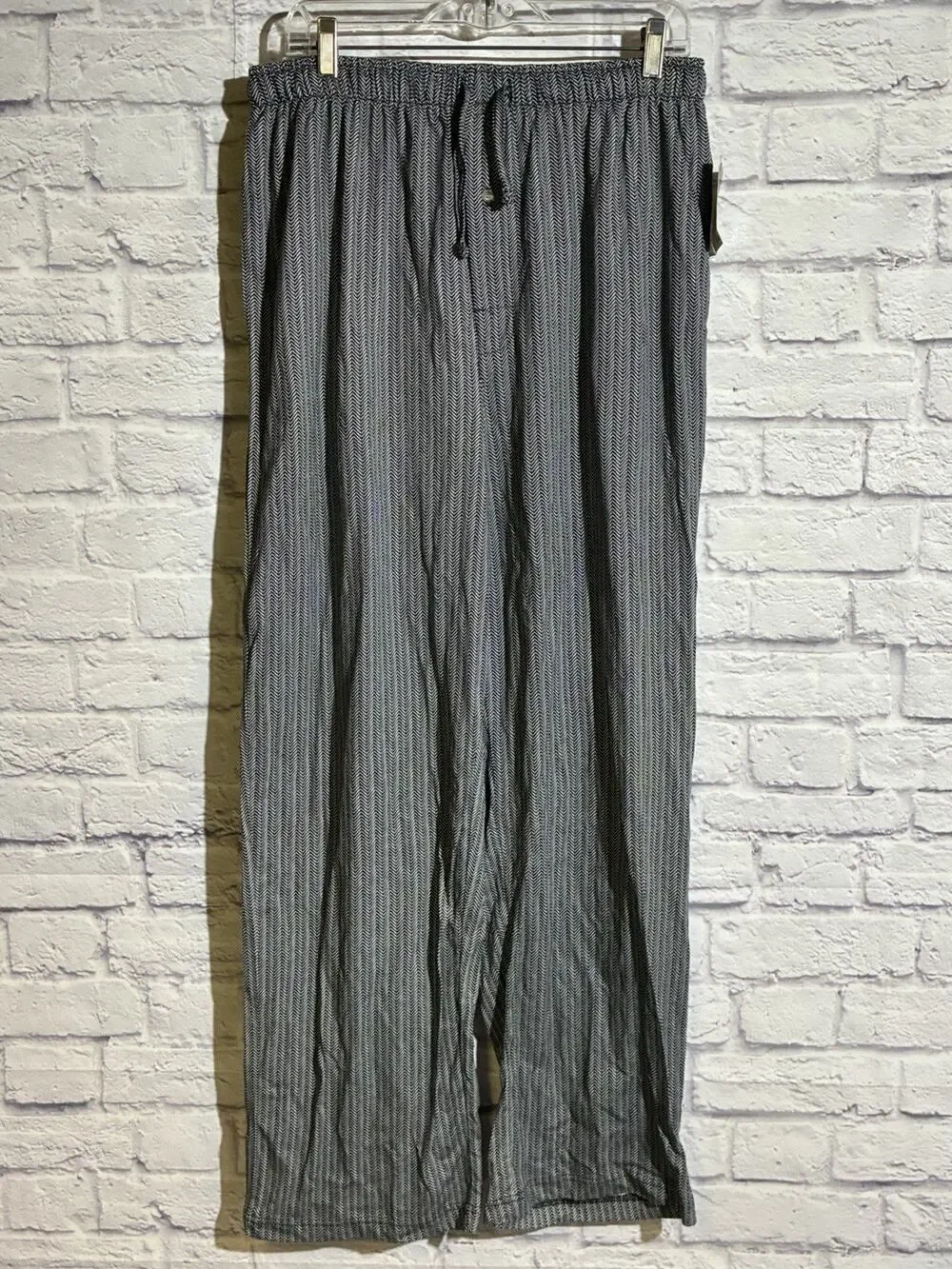 Croft & Barrow Men’s Large Lounge Pants NWT Black Herringbone Cotton Drawstring